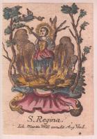 cca 1750-1800 Szent Regina, kézzel színezett rézmetszet, 10x7 cm.