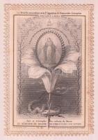 1908 1 db szentkép, Sátánt tipró Szűzanyával, csípkés szélekkel, 9x6 cm.