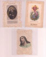 cca 1890-1930 8 db vegyes régi csípkés szentkép, változó minőségben, 11x7 cm. és 9x6 cm. közötti mér...
