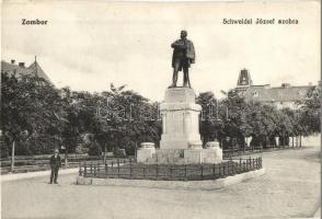 Zombor, Sombor; Schweidel József szobra, kiadja Kaufmann Emil / statue (vágott / cut)