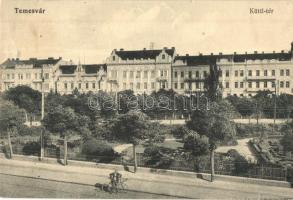 Temesvár, Timisoara; Küttl tér, kerékpáros, Polatsek-féle könyvkereskedés kiadása / square, cyclist (Rb)