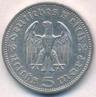 Német 3. Birodalom 1936A 5M Ag "Hindenburg" T:2
German Third Reich 1936A 5 Mark Ag "...