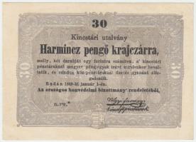 1849. 30kr "Kossuth Bankó" sorozatszám csillaggal T:I- sarokhibák Adamo G103A