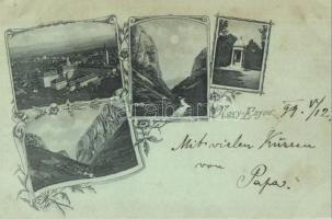 1899 Nagyenyed, Aiud; Látkép, völgy / general view, valley, floral, Art Nouveau (apró tűnyom / pinhole)