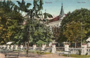 Pöstyén, Piestany; Park részlet, bicikli / park, bicycle (fa)