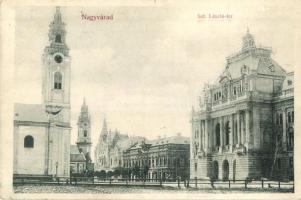 Nagyvárad, Oradea; Szent László tér, templom / square, church (EB)