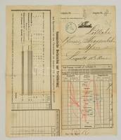 1869 DDSG hajózási fuvarlevél 5 kr okmánybélyeggel