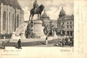Kolozsvár, Cluj; Mátyás király szobor, kiadja Schuster Emil / statue (fl)