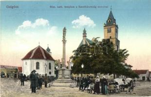 Galgóc, Hlohovec; Római katolikus templom, Szentháromság szobor, Lipótvár P.U. pecséttel / church, statue