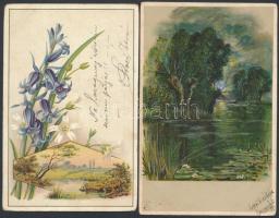 8 db RÉGI egy kivételével század előtti litho üdvözlőlap, vegyes minőség / 8 old pre-1900 (with one ...