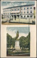 Lőcse, Levoca; Vármegyeháza a honvédszoborral, leporelló képeslap / county hall, statue, leporellocard (ázott / wet damage)