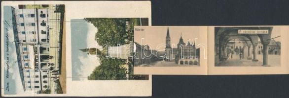 Lőcse, Levoca; Vármegyeháza a honvédszoborral, leporelló képeslap / county hall, statue, leporelloca...