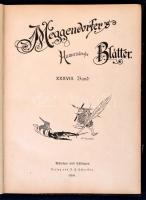 1899 a Meggendorfers Humoristische Blätter 38. kötete, München - Eßlingen, Verlag von J. F. Schreiber. Teljes évfolyam, szecessziós, részben színes karikatúrákkal, félvászon kötésben, jó állapotban.