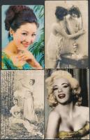 7 db főként RÉGI hölgy motívumos képeslap, köztük 1 db 3 dimenziós lap / 7 mostly pre-1945 motive postcards, ladies, one 3d postcard