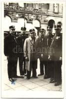 1935 Berlin, MÁV vasúti tisztek a Hotel Palast előtt / Hungarian railway officers in Berlin, hotel, K. Langer photo (EK)