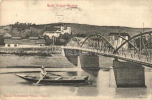 Máriaradna, Radna; Templom, híd, csónakázó, kiadja Konstantin Sándor / church, bridge, boat (EK)