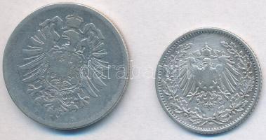 Német Birodalom 1874B 1M Ag + 1905F 1/2M Ag T:2-,3
German Empire 1874B 1 Mark Ag + 1905F 1/2 Mark A...