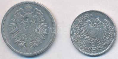 Német Birodalom 1876A 1M Ag + 1906D 1/2M Ag T:2-,3
German Empire 1876A 1 Mark Ag + 1906D 1/2 Mark A...