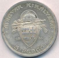 1938. 5P Ag "Szent István" T:2 apró ph., kis patina
Adamo P8.1