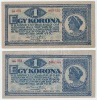 1920. 1K piros sorszámmal + 1920. 1K kárminvörös sorszámmal T:I,III Adamo K4,K4e