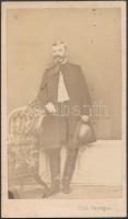 cca 1866 Friebeisz Lajos vizitkártya méretű, feliratozott fényképe, E. Plohn simándi műterméből, a verebélyi Marzsó család fotó hagyatékából, 10,5x6,5 cm