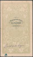 cca 1866 Friebeisz Lajos vizitkártya méretű, feliratozott fényképe, E. Plohn simándi műterméből, a v...