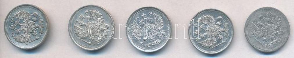 Orosz Birodalom 1908-1916. 10k Ag (5xklf) T:2,2-
Russian Empire 1908-1916. 10 Kopeks Ag (5xdiff) C:...