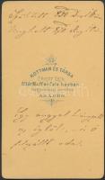 cca 1868 Balog Ilma (1850-1870) vizitkártya méretű, feliratozott fényképe, Rottmann és Tsa aradi műt...