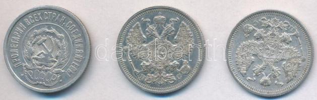 Orosz Birodalom 1915. 20k Ag (2x) + Szocialista Szövetségi Szovjet Köztársaság 1923. 20k Ag T:2,2- Russian Empire 1915. 20 Kopeks Ag (2x) + Russian Socialist Federated Soviet Republic 1923. 20 Kopeks Ag C:XF,VF