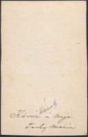 cca 1865 Kövér Károly és neje Tachy Mária vizitkártya méretű, feliratozott fényképe, a verebélyi Mar...