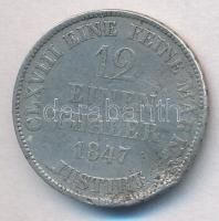 Német Államok / Hannover 1847B 1/12 Tallér Ag "Ernst August" T:3 enyhén hajlott lemez,ph.
...