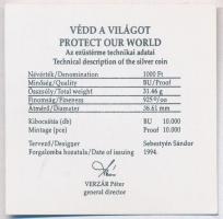 1994. 1000Ft Ag "Védd a világot!" tanúsítvánnyal T:PP 
Adamo EM138