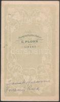 cca 1870 Friebeisz Róza - Jeszenszky Ferencné - vizitkártya méretű, feliratozott fényképe Plohn E. s...