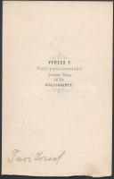 cca 1870 Turi József feliratozott, vizitkártya méretű fényképe Veress Ferenc (1832-1916) kolozsvári ...