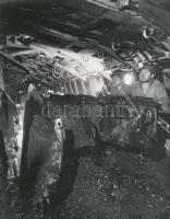 cca 1979 Oroszlány, 22-es aknaüzem, frontfejtés a szénbányában, vintage fotó, 22x17 cm