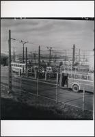 cca 1963 Budapest, trolibuszgarázs, Keveházi János (?-?) hagyatékában őrzött 2 db vintage negatív mai nagyítása, 18x18 cm