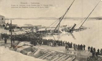 1908 Sibenik, Sebenico; A Galatea gőzös hajószerencsétlenség a kikötőben / Catastrofe del Piroscafo Galatea / ship accident in the port (EK)