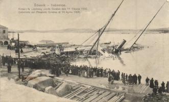 1908 Sibenik, Sebenico; A Galatea gőzös hajószerencsétlenség a kikötőben / Catastrofe del Piroscafo Galatea / ship accident in the port (EK)