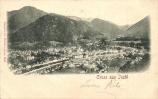 6 db RÉGI, 1899-es osztrák városképes lap; Ischl, Aussee, Bad Gastein, St. Gilgen, / 6 pre-1945 Aust...