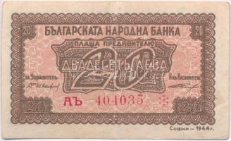 Bulgária 1944. 20L T:III Bulgaria 1944. 20 Leva C:F Krause 68.a