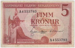 Izland 1957. 5K T:III Iceland 1957. 5 Krónur C:F Krause 37.b