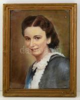 Glatz jelzéssel: Női portré. Pasztell, papír, üvegezett sérült keretben, 67×50 cm