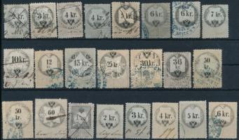 111 db régi okmánybélyeg 4 db stecklapon