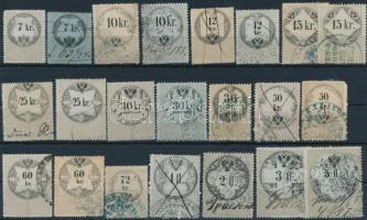 111 db régi okmánybélyeg 4 db stecklapon