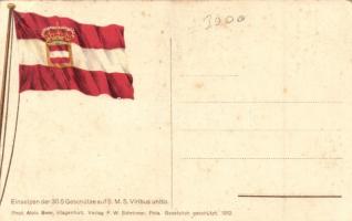 SMS Viribus Unitis, a K. u. K. Haditengerészet csatahajója, 30,5-ös lövegek telepítése, a hátoldalon...