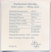 1992. 200Ft Ag "Veszélyeztetett állatvilág - gólya" tanúsítvánnyal T:PP
Adamo EM126