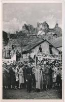 1938 Fülek, Filakovo; bevonulás, csendőr és tűzoltó, Éljen Horthy transzparens / entry of the Hungarian troops, gendarme and firefighter, Long Live Horthy banner
