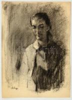 Szőnyi jelzéssel: Női portré. Szén, papír, 42×38 cm
