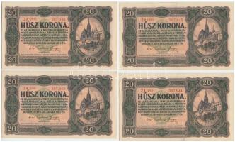 1920. 20K (4x) sorszámkövetők T:II,II-