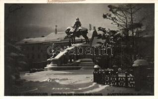 Kolozsvár, Cluj; Mátyás király szobra / statue (ferdén vágott / slant cut)